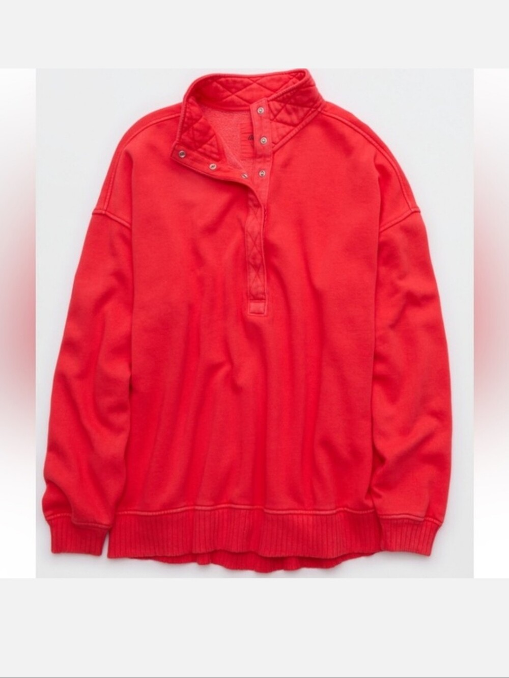 Aerie Oh Snap! Bright Red Pullover Sweatshirt - Picture 8 of 10